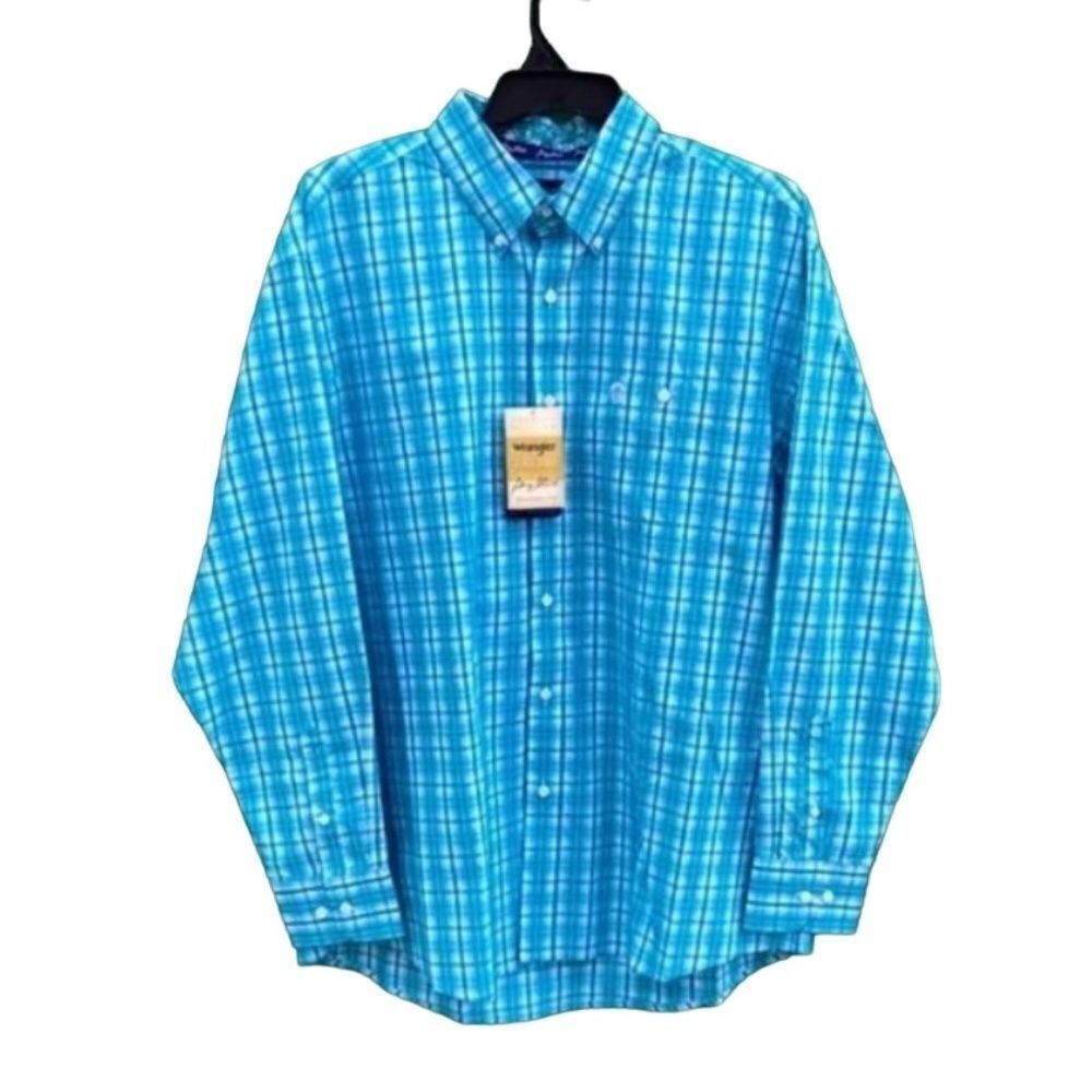 Wrangler George Straight Plaid Button Front Shirt Western Cowboy Country XL
